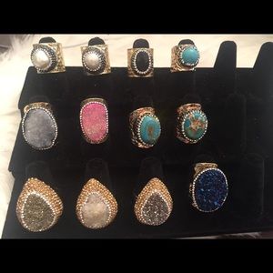 Miscellaneous boutique adjustable druzy rings